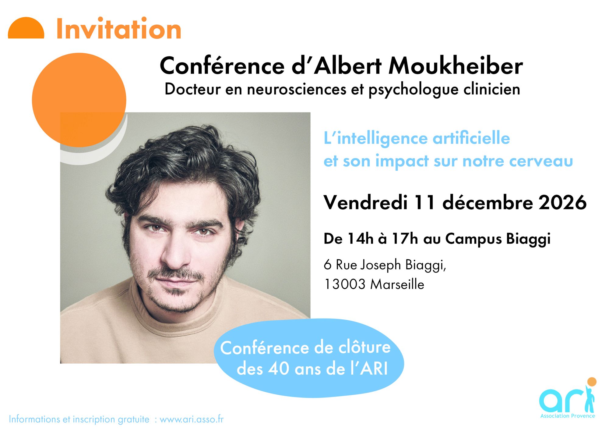 Conférence d'Albert Moukheiber - Docteur en neurosciences et psychologue clinicien